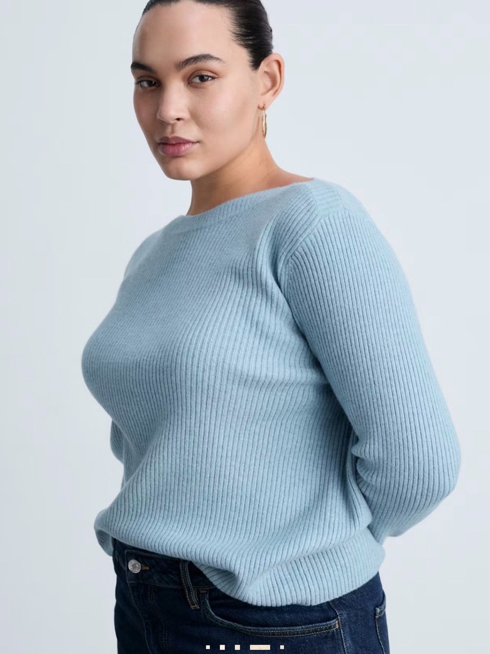 NWOT Mango Pale Blue Ribbed Sweater